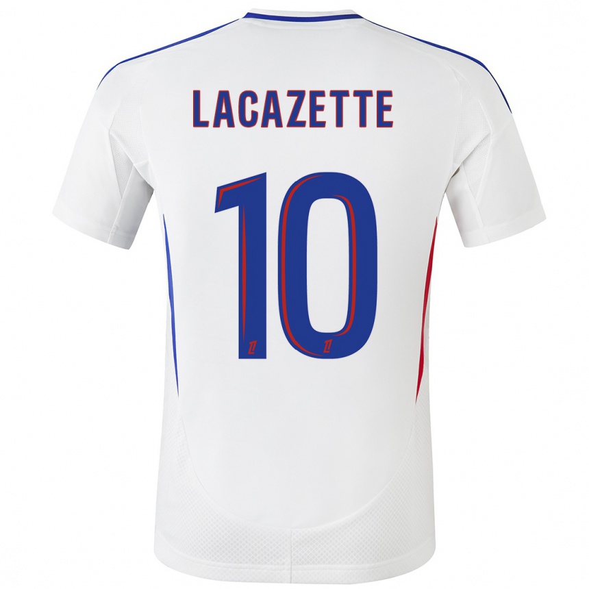 Herren Fußball Alexandre Lacazette #10 Weiß Blau Heimtrikot Trikot 2024/25 T-Shirt Luxemburg