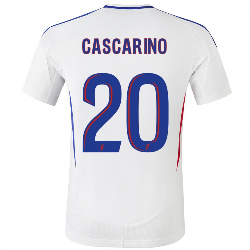 Herren Fußball Delphine Cascarino #20 Weiß Blau Heimtrikot Trikot 2024/25 T-Shirt Luxemburg