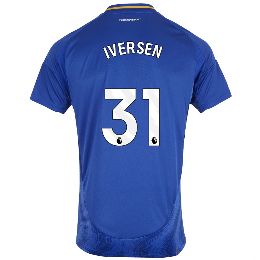 Herren Fußball Daniel Iversen #31 Blau Weiß Heimtrikot Trikot 2024/25 T-Shirt Luxemburg