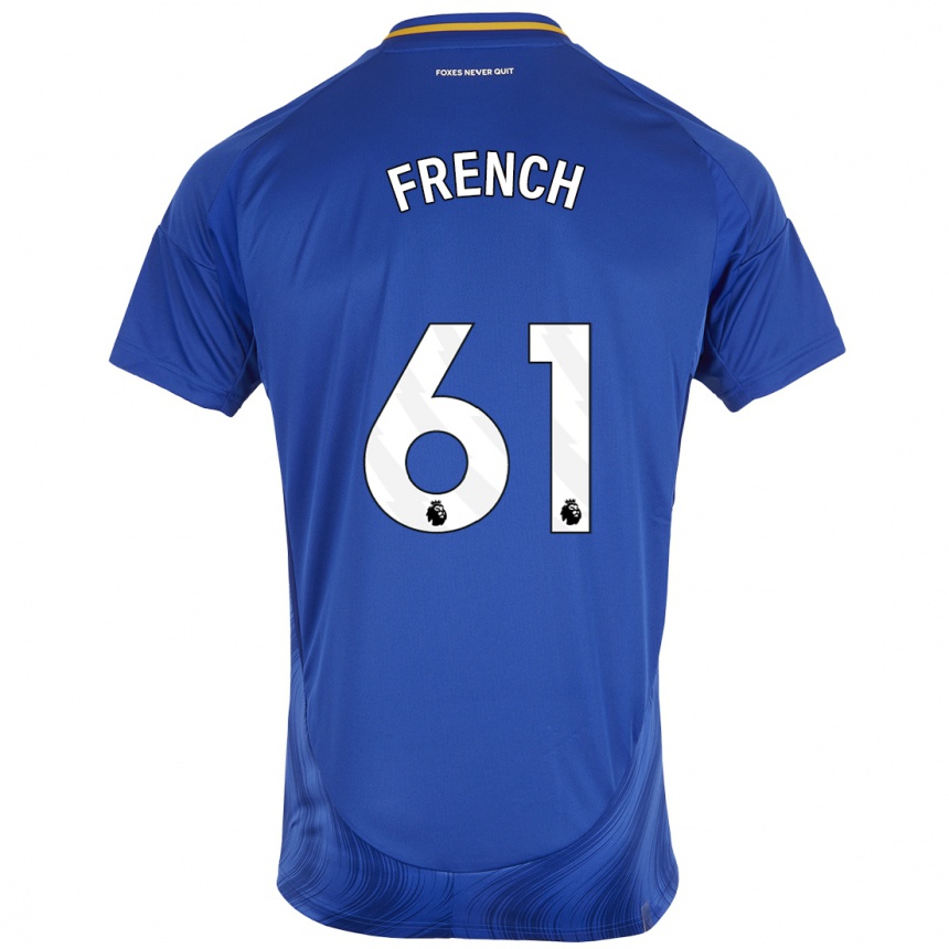 Herren Fußball Harry French #61 Blau Weiß Heimtrikot Trikot 2024/25 T-Shirt Luxemburg