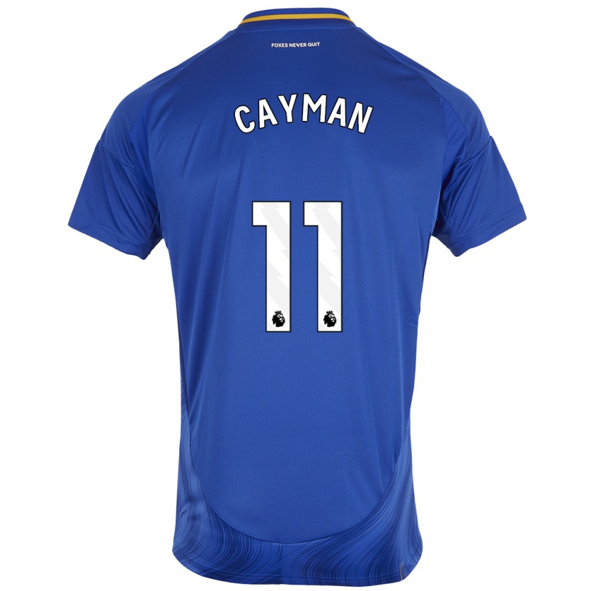 Herren Fußball Janice Cayman #11 Blau Weiß Heimtrikot Trikot 2024/25 T-Shirt Luxemburg