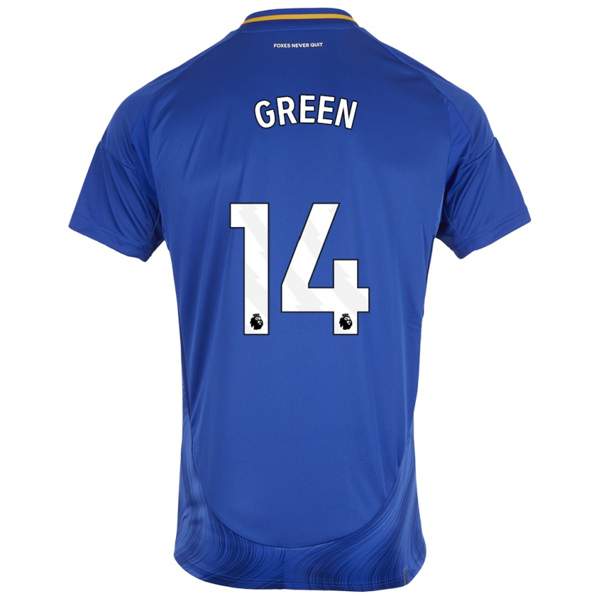 Herren Fußball Josie Green #14 Blau Weiß Heimtrikot Trikot 2024/25 T-Shirt Luxemburg