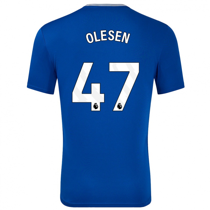 Herren Fußball Karoline Olesen #47 Blau Mit Heimtrikot Trikot 2024/25 T-Shirt Luxemburg