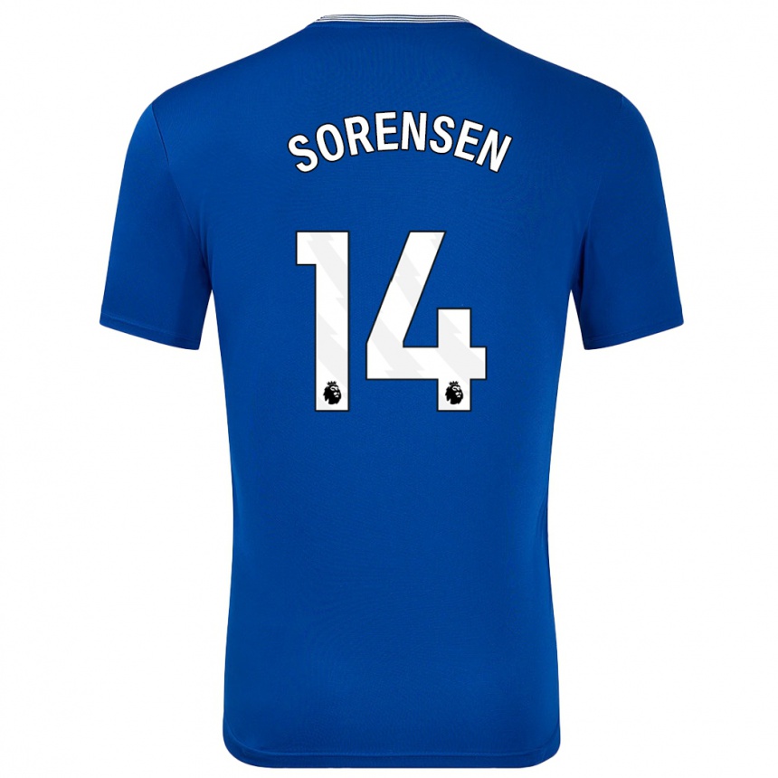 Herren Fußball Nicoline Sorensen #14 Blau Mit Heimtrikot Trikot 2024/25 T-Shirt Luxemburg