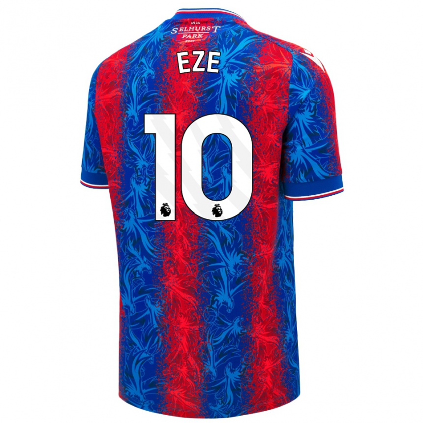 Herren Fußball Eberechi Eze #10 Rot Blauen Streifen Heimtrikot Trikot 2024/25 T-Shirt Luxemburg