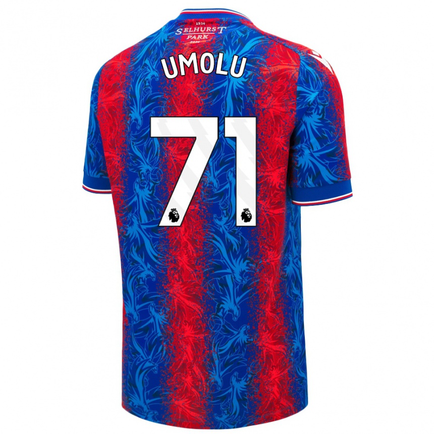 Herren Fußball Jemiah Umolu #71 Rot Blauen Streifen Heimtrikot Trikot 2024/25 T-Shirt Luxemburg