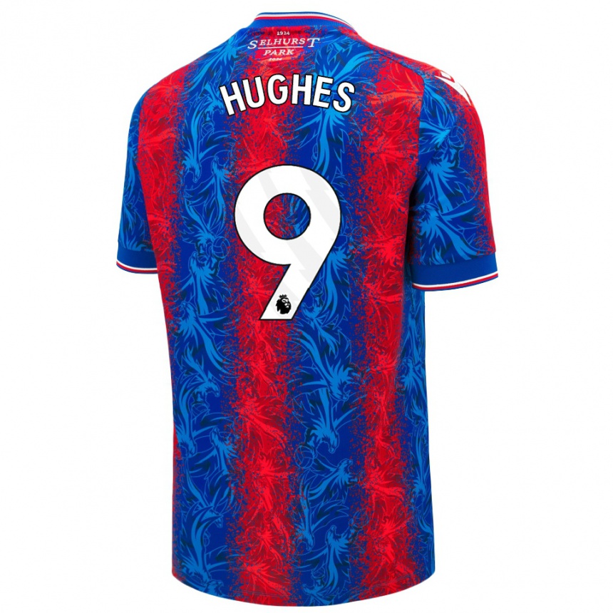 Herren Fußball Elise Hughes #9 Rot Blauen Streifen Heimtrikot Trikot 2024/25 T-Shirt Luxemburg