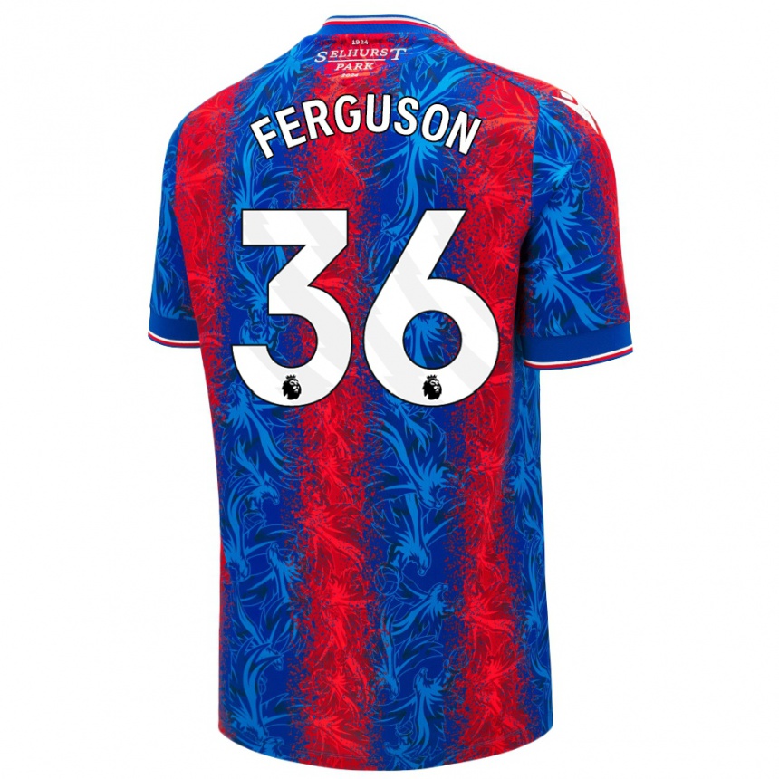 Herren Fußball Nathan Ferguson #36 Rot Blauen Streifen Heimtrikot Trikot 2024/25 T-Shirt Luxemburg