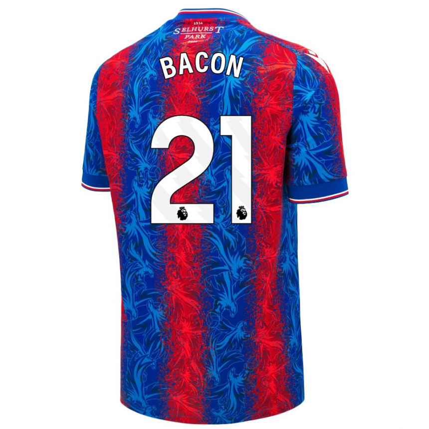 Herren Fußball Skye Bacon #21 Rot Blauen Streifen Heimtrikot Trikot 2024/25 T-Shirt Luxemburg