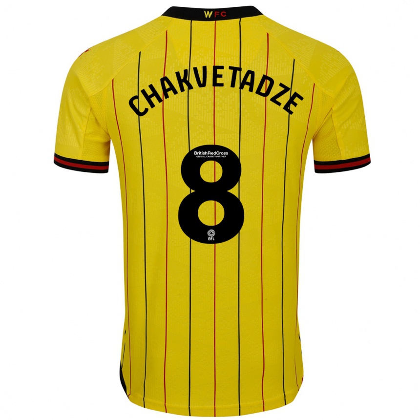 Herren Fußball Giorgi Chakvetadze #8 Gelb Schwarz Heimtrikot Trikot 2024/25 T-Shirt Luxemburg