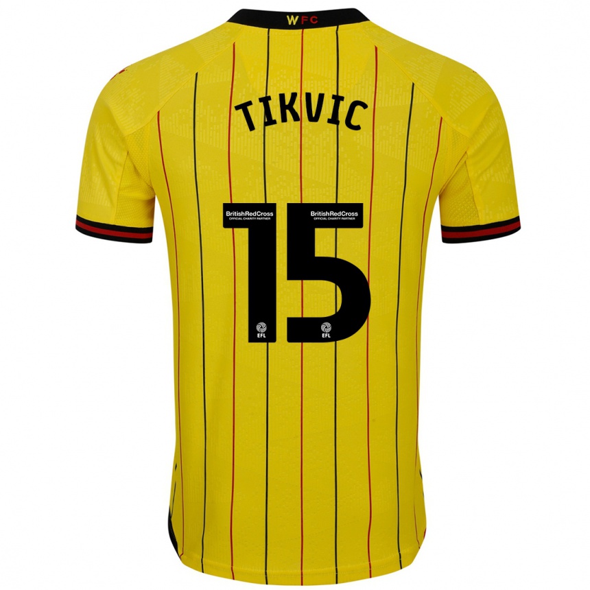 Herren Fußball Antonio Tikvic #15 Gelb Schwarz Heimtrikot Trikot 2024/25 T-Shirt Luxemburg