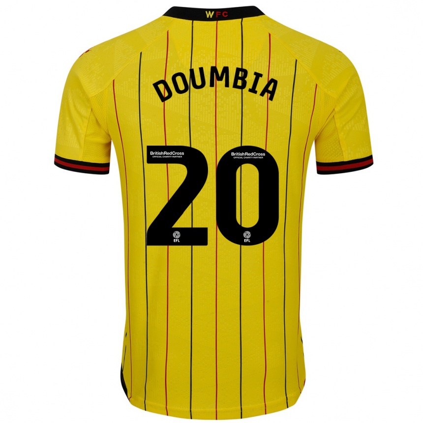 Herren Fußball Mamadou Doumbia #20 Gelb Schwarz Heimtrikot Trikot 2024/25 T-Shirt Luxemburg