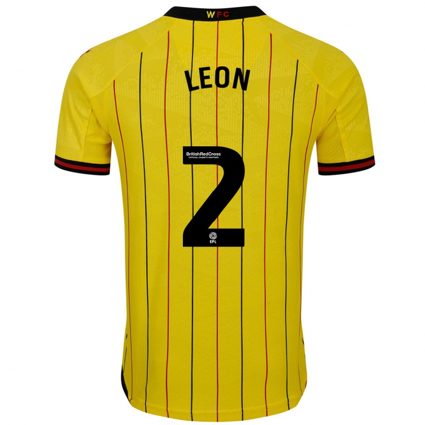 Herren Fußball Lucía León #2 Gelb Schwarz Heimtrikot Trikot 2024/25 T-Shirt Luxemburg