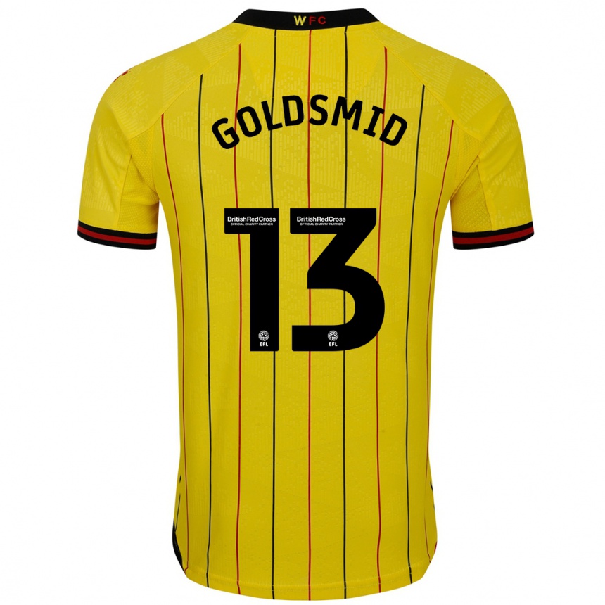 Herren Fußball Jacqui Goldsmid #13 Gelb Schwarz Heimtrikot Trikot 2024/25 T-Shirt Luxemburg