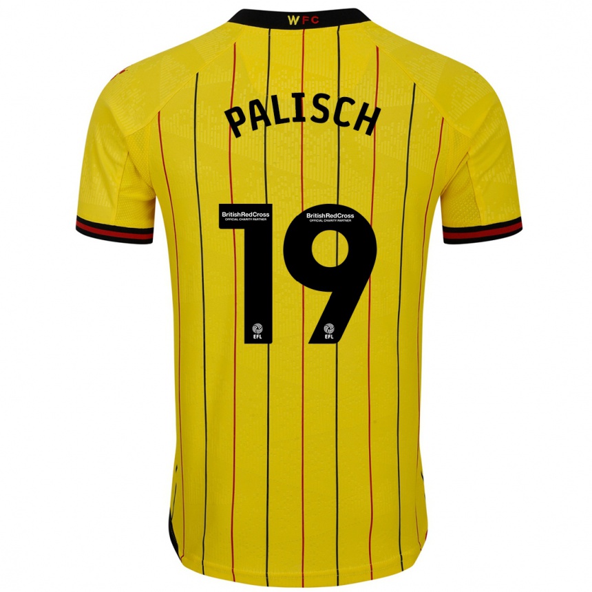 Herren Fußball Alli Palisch #19 Gelb Schwarz Heimtrikot Trikot 2024/25 T-Shirt Luxemburg