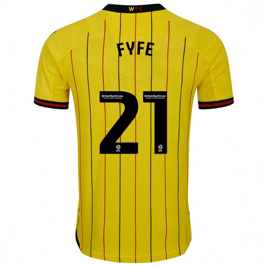 Herren Fußball Flo Fyfe #21 Gelb Schwarz Heimtrikot Trikot 2024/25 T-Shirt Luxemburg