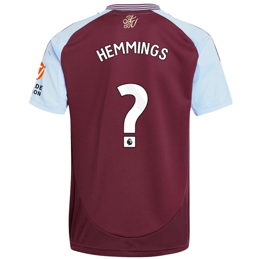 Herren Fußball George Hemmings #0 Burgunder Himmelblau Heimtrikot Trikot 2024/25 T-Shirt Luxemburg