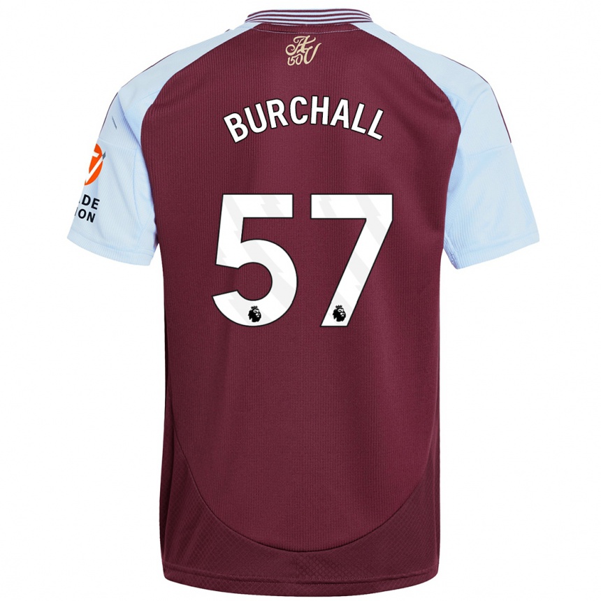 Herren Fußball Ajani Burchall #57 Burgunder Himmelblau Heimtrikot Trikot 2024/25 T-Shirt Luxemburg