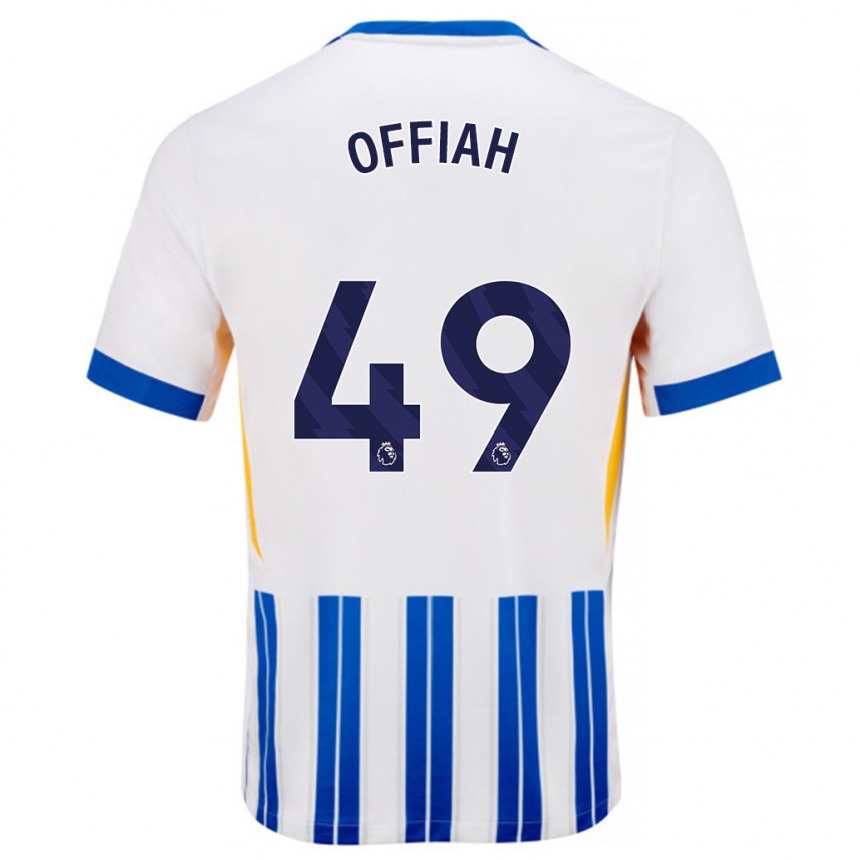 Herren Fußball Odel Offiah #49 Weiß Blaue Nadelstreifen Heimtrikot Trikot 2024/25 T-Shirt Luxemburg