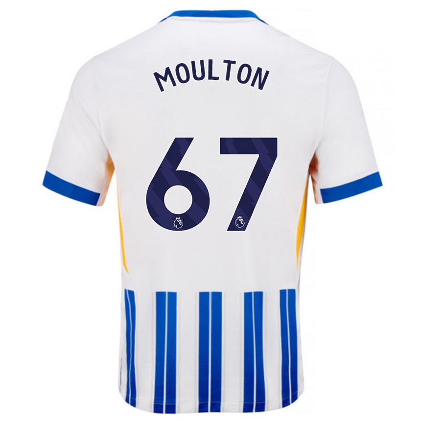 Herren Fußball Remeiro Moulton #67 Weiß Blaue Nadelstreifen Heimtrikot Trikot 2024/25 T-Shirt Luxemburg