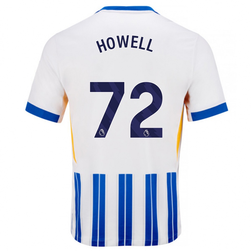 Herren Fußball Harry Howell #72 Weiß Blaue Nadelstreifen Heimtrikot Trikot 2024/25 T-Shirt Luxemburg