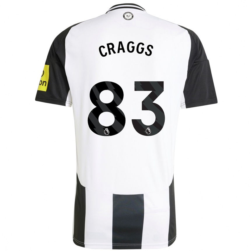 Herren Fußball Luke Craggs #83 Weiß Schwarz Heimtrikot Trikot 2024/25 T-Shirt Luxemburg