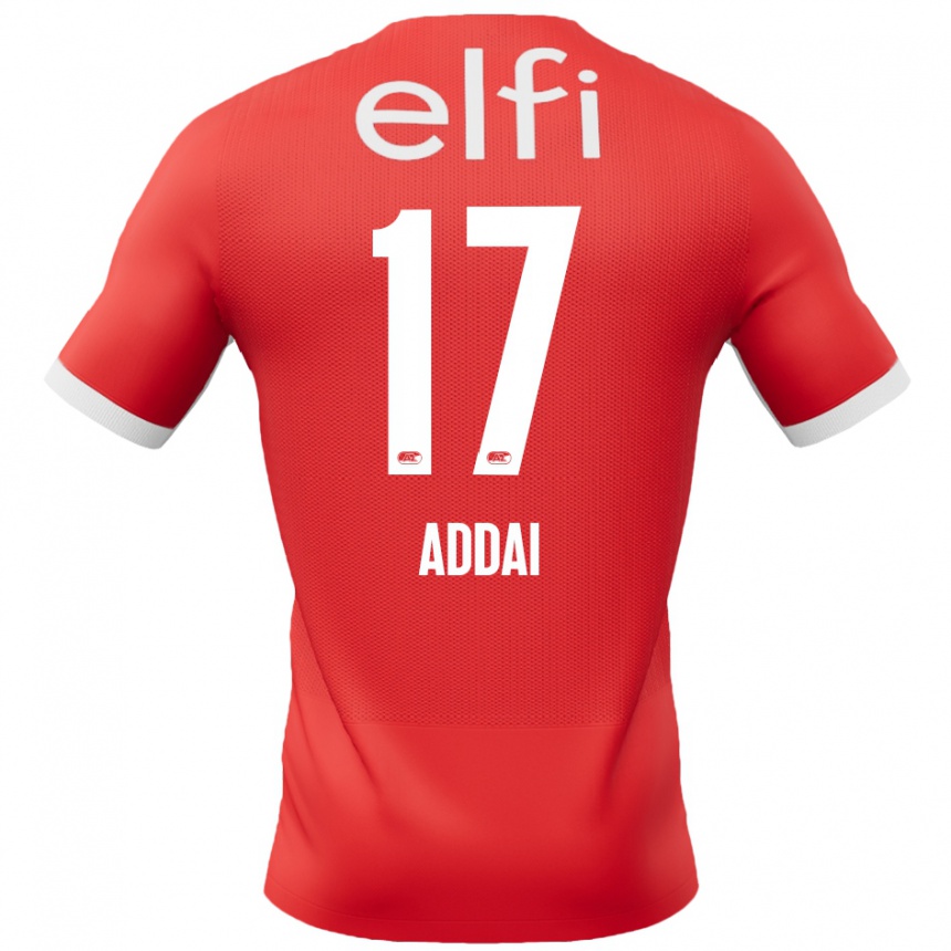 Herren Fußball Jayden Addai #17 Rot Weiß Heimtrikot Trikot 2024/25 T-Shirt Luxemburg