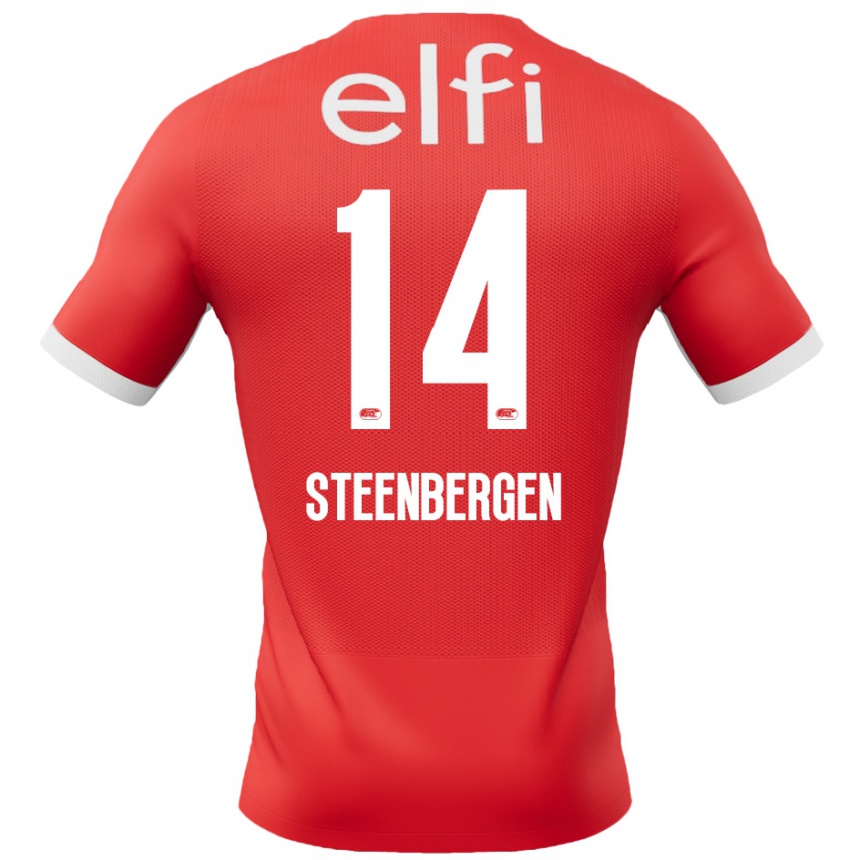 Herren Fußball Thom Steenbergen #14 Rot Weiß Heimtrikot Trikot 2024/25 T-Shirt Luxemburg