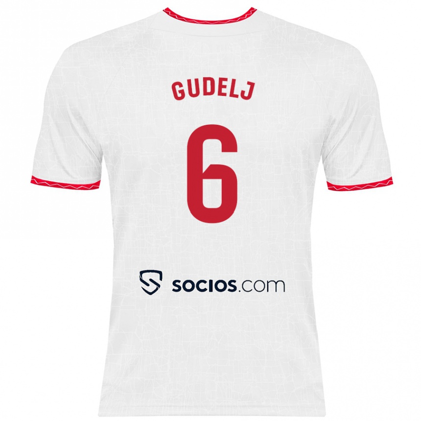 Herren Fußball Nemanja Gudelj #6 Weiß Rot Heimtrikot Trikot 2024/25 T-Shirt Luxemburg