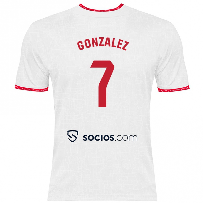 Herren Fußball Juan González #7 Weiß Rot Heimtrikot Trikot 2024/25 T-Shirt Luxemburg