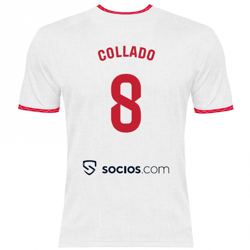 Herren Fußball Alberto Collado #8 Weiß Rot Heimtrikot Trikot 2024/25 T-Shirt Luxemburg