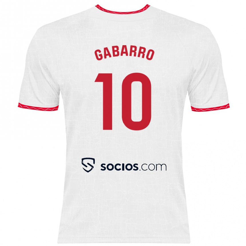 Herren Fußball María Inmaculada Gabarro Romero #10 Weiß Rot Heimtrikot Trikot 2024/25 T-Shirt Luxemburg