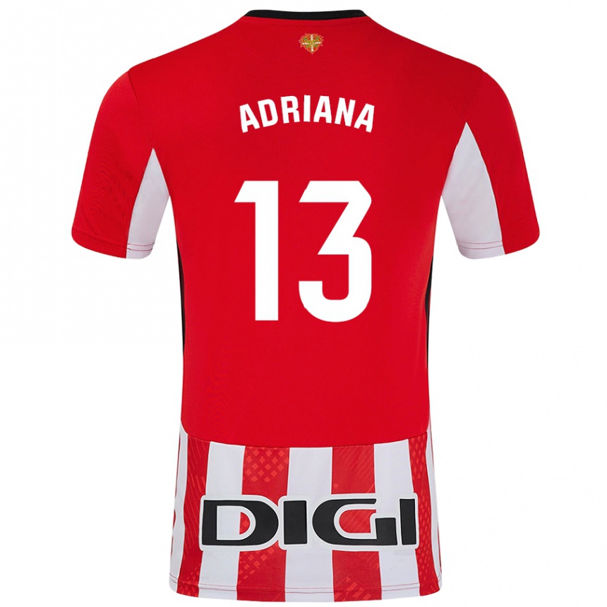 Herren Fußball Adriana Nanclares Romero #13 Rot Weiß Heimtrikot Trikot 2024/25 T-Shirt Luxemburg