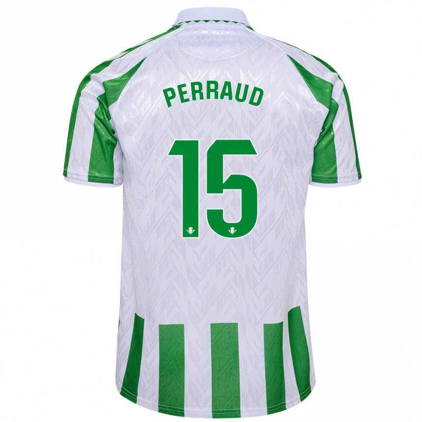 Herren Fußball Romain Perraud #15 Grün Weiße Streifen Heimtrikot Trikot 2024/25 T-Shirt Luxemburg