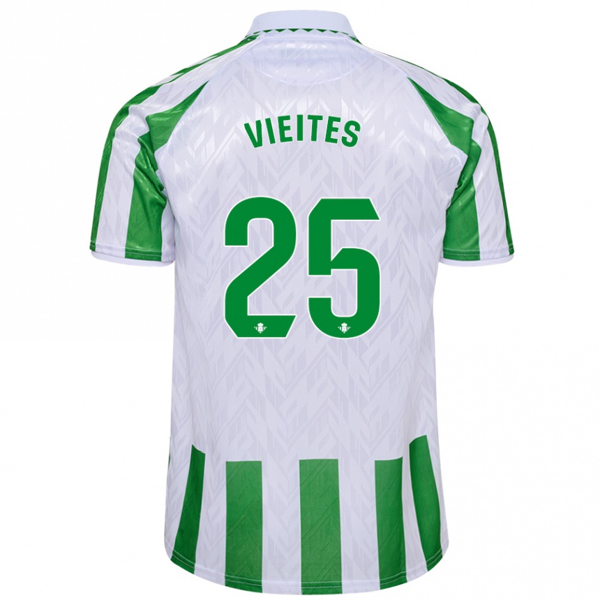 Herren Fußball Fran Vieites #25 Grün Weiße Streifen Heimtrikot Trikot 2024/25 T-Shirt Luxemburg