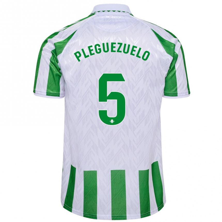 Herren Fußball Xavi Pleguezuelo #5 Grün Weiße Streifen Heimtrikot Trikot 2024/25 T-Shirt Luxemburg