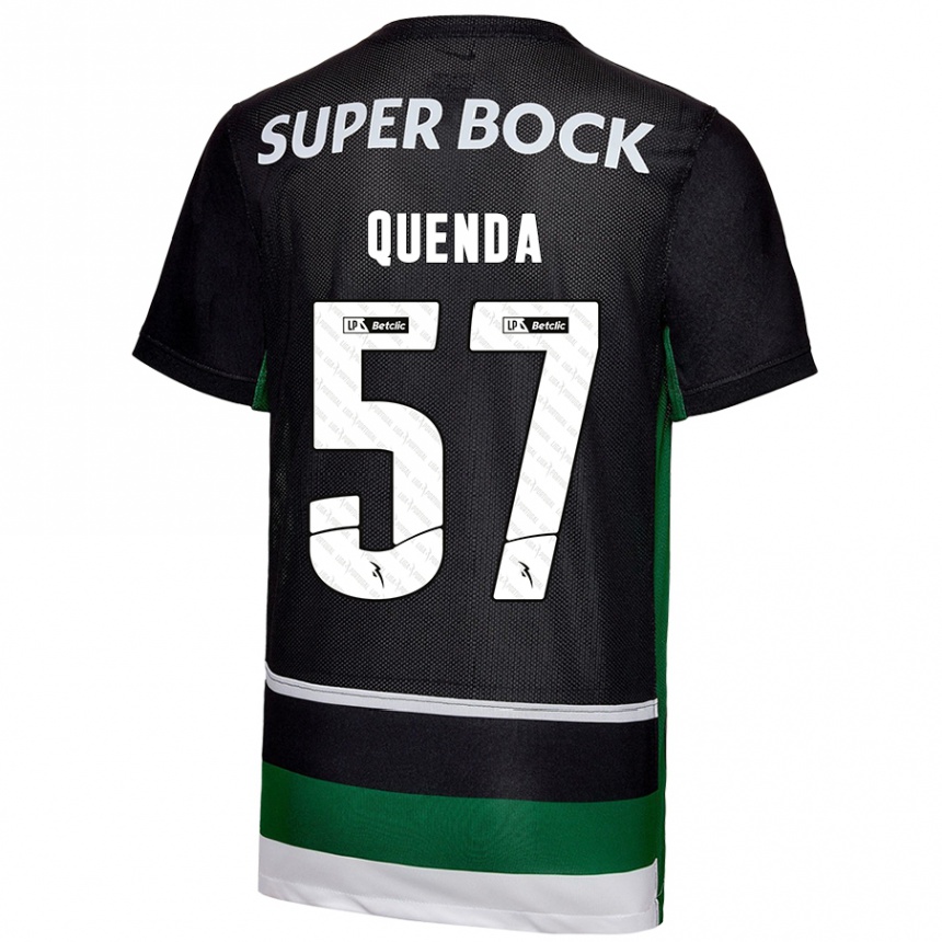 Herren Fußball Geovany Quenda #57 Schwarz Weiß Grün Heimtrikot Trikot 2024/25 T-Shirt Luxemburg