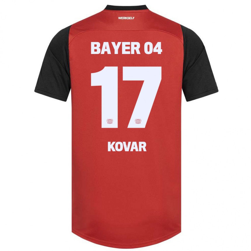 Herren Fußball Matej Kovar #17 Rot Schwarz Heimtrikot Trikot 2024/25 T-Shirt Luxemburg