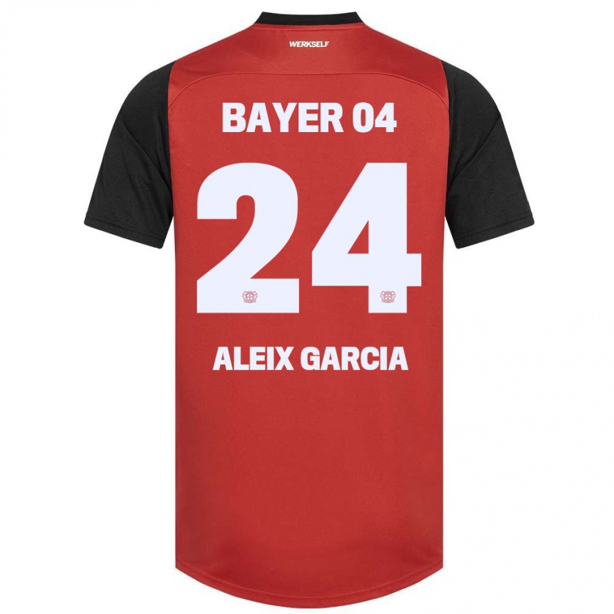 Herren Fußball Aleix García #24 Rot Schwarz Heimtrikot Trikot 2024/25 T-Shirt Luxemburg