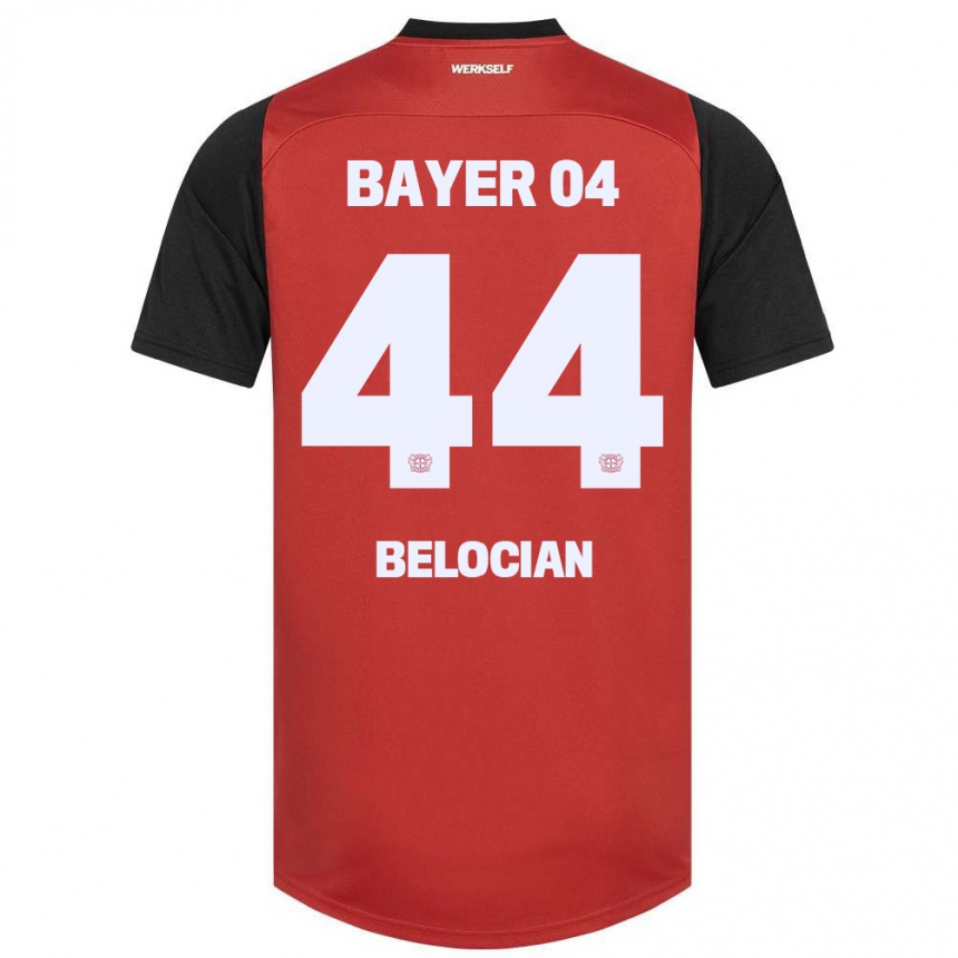 Herren Fußball Jeanuël Belocian #44 Rot Schwarz Heimtrikot Trikot 2024/25 T-Shirt Luxemburg