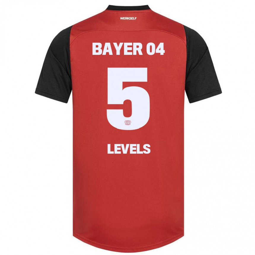 Herren Fußball Janou Levels #5 Rot Schwarz Heimtrikot Trikot 2024/25 T-Shirt Luxemburg