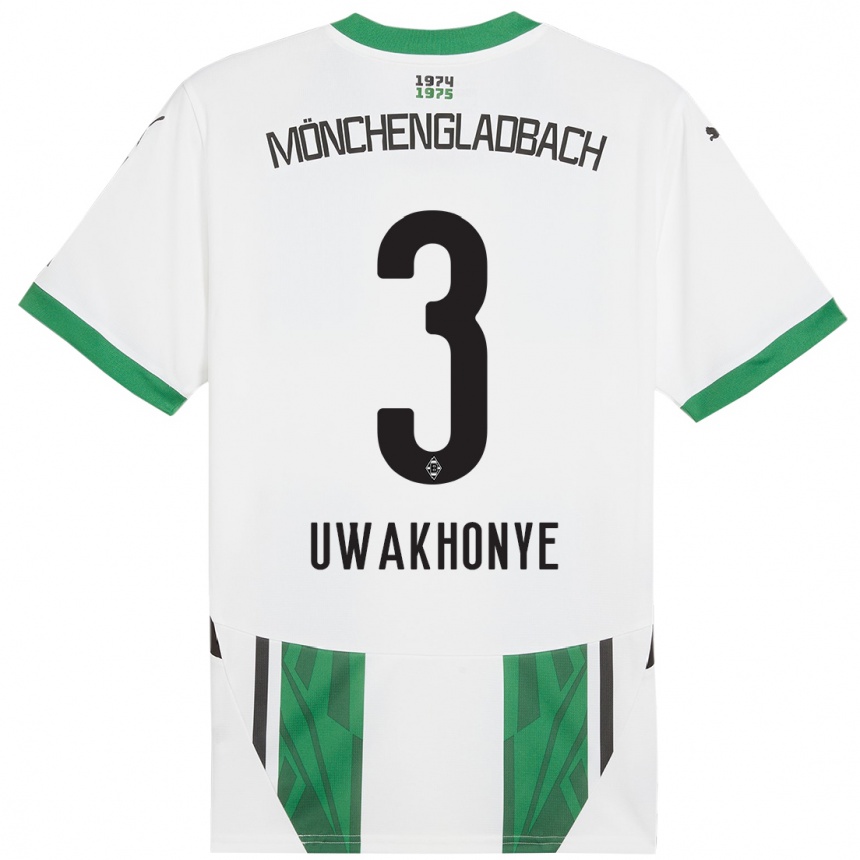 Herren Fußball Joshua Uwakhonye #3 Weiß Grün Heimtrikot Trikot 2024/25 T-Shirt Luxemburg