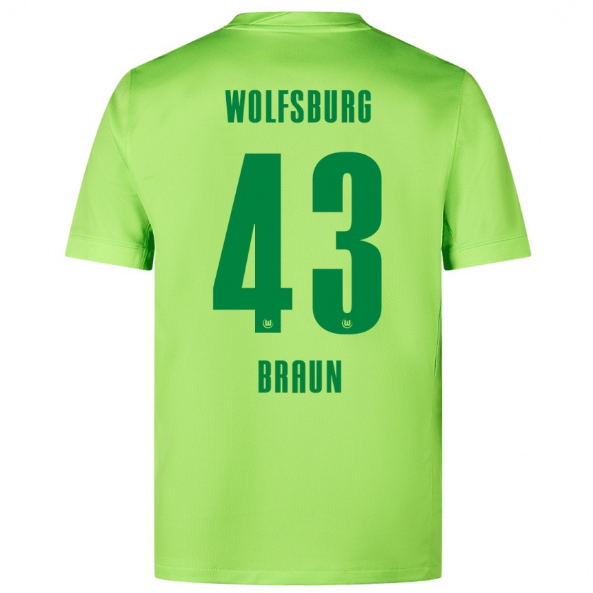 Herren Fußball Manuel Braun #43 Fluoreszierendes Grün Heimtrikot Trikot 2024/25 T-Shirt Luxemburg