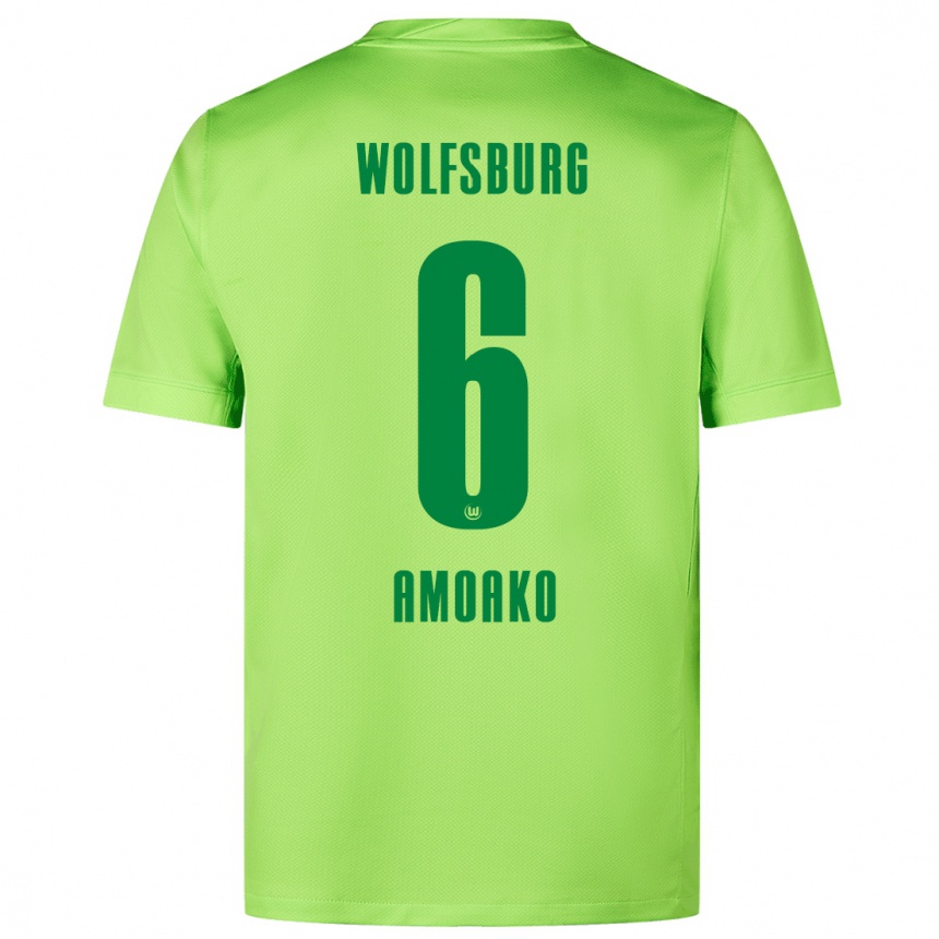 Herren Fußball Kofi Jeremy Amoako #6 Fluoreszierendes Grün Heimtrikot Trikot 2024/25 T-Shirt Luxemburg