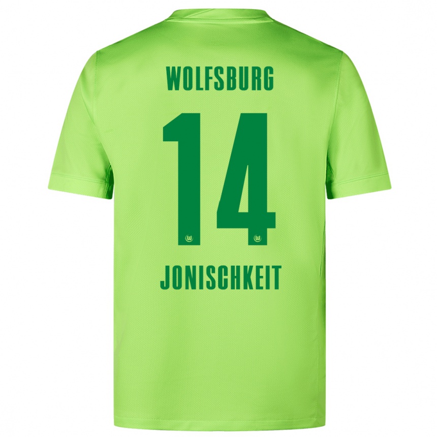 Herren Fußball Jamal Jonischkeit #14 Fluoreszierendes Grün Heimtrikot Trikot 2024/25 T-Shirt Luxemburg