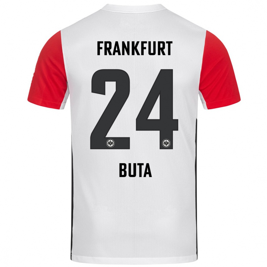 Herren Fußball Aurélio Buta #24 Weiß Rot Heimtrikot Trikot 2024/25 T-Shirt Luxemburg