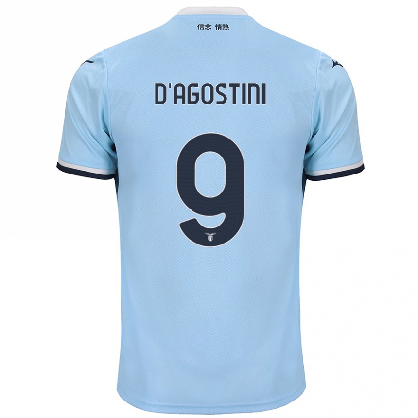 Herren Fußball Lorenzo D'agostini #9 Blau Heimtrikot Trikot 2024/25 T-Shirt Luxemburg