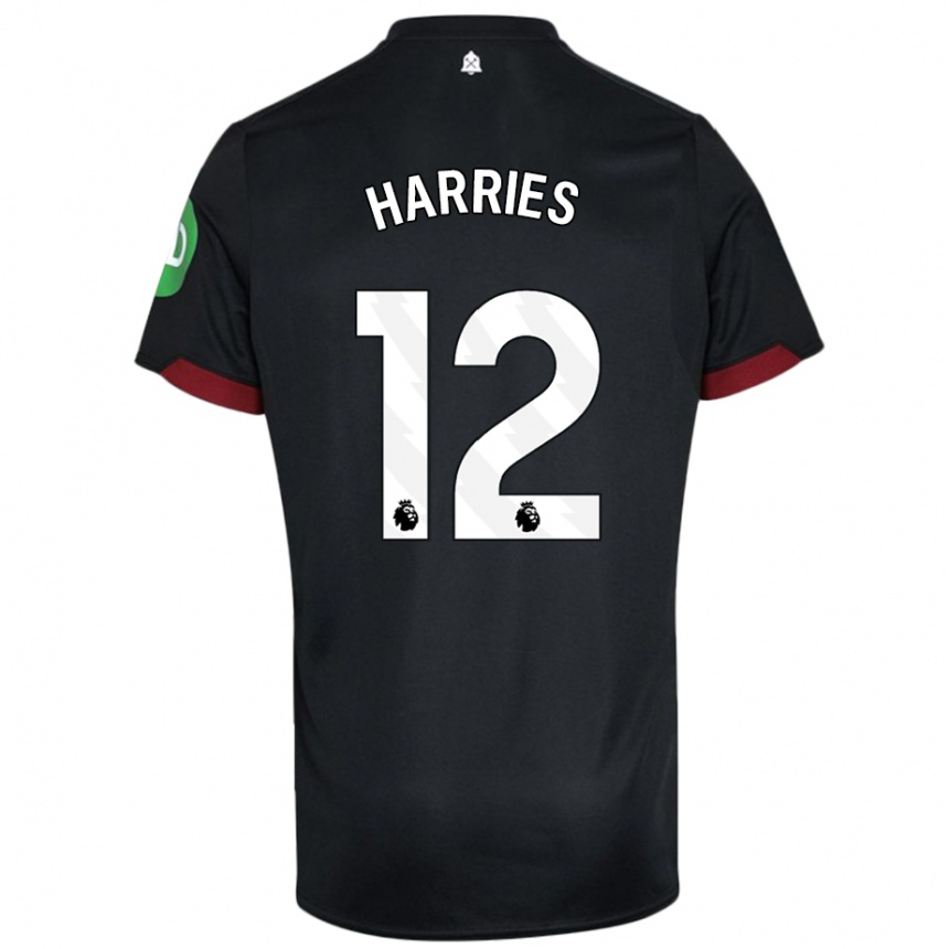 Herren Fußball Emma Harries #12 Schwarz Weiß Auswärtstrikot Trikot 2024/25 T-Shirt Luxemburg