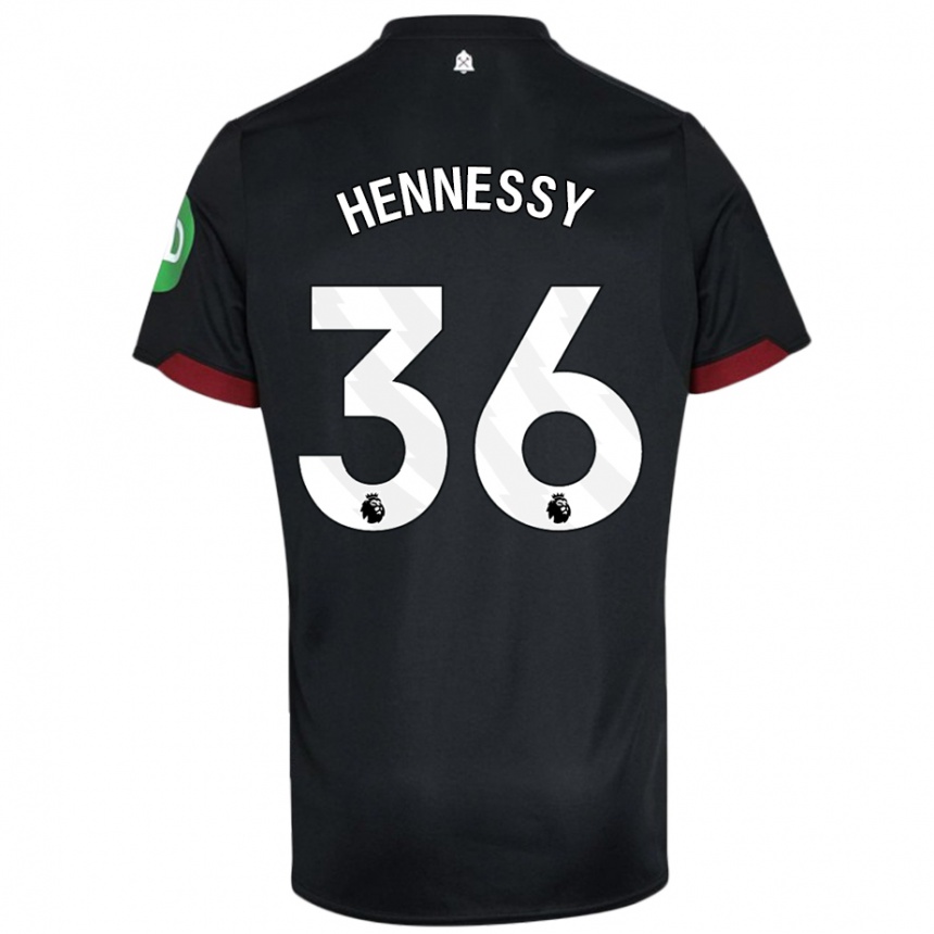 Herren Fußball Alexandra Hennessy #36 Schwarz Weiß Auswärtstrikot Trikot 2024/25 T-Shirt Luxemburg