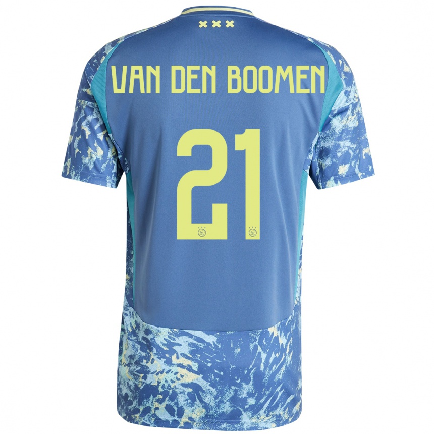 Herren Fußball Branco Van Den Boomen #21 Grau Blau Gelb Auswärtstrikot Trikot 2024/25 T-Shirt Luxemburg